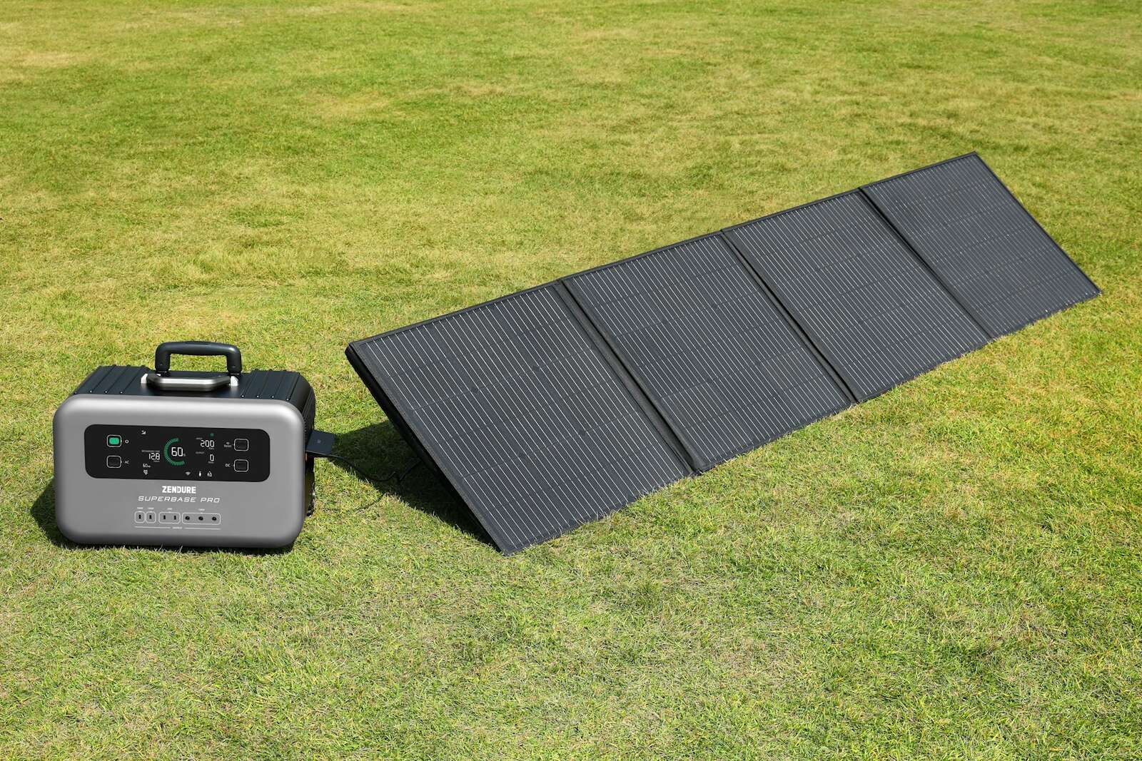 Portable power station starter kit — station, foldable panel, and cables